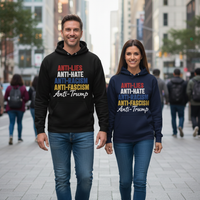Load image into Gallery viewer, Anti-Lies Anti-Hate Anti-Racism Anti-Fascism Anti-Trump Uni-Sex Hoodie
